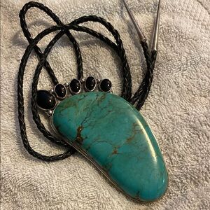 Beautiful, Large Turquoise Bolo/Pendant Tie-OG!!